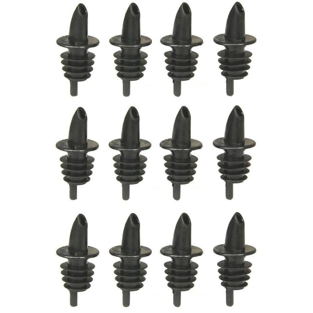 Tablecraft Free Flow Pourers 2.5x1.25" Black, 12-Count - Bar/Home Use